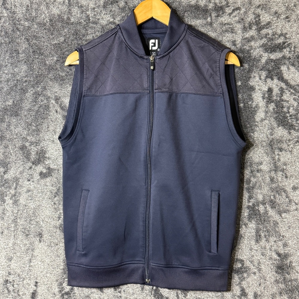 FootJoy FJ Mens Vest Small Navy Blue Quilted Full Zip Golf Stretch Performance